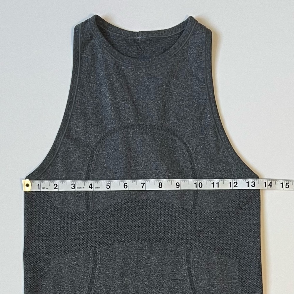 Lululemon Run Swiftly Tech Tank Top High Neck Heathered Black Gray 4 Racerback - Picture 11 of 12